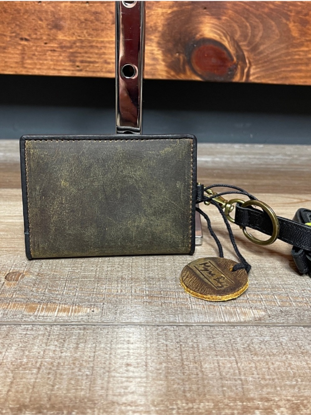 Myra  Lanyard and ID Card Holder Distressed Leather
